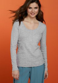 Next RIBBED HENLEY LONG SLEEVE TOP - Langærmet T-shirt - grey