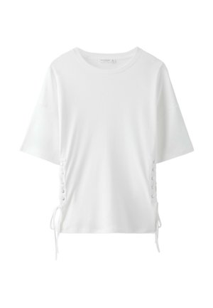 Stradivarius, T-SHIRT WITH SIDE TIES - T-shirts print - beige