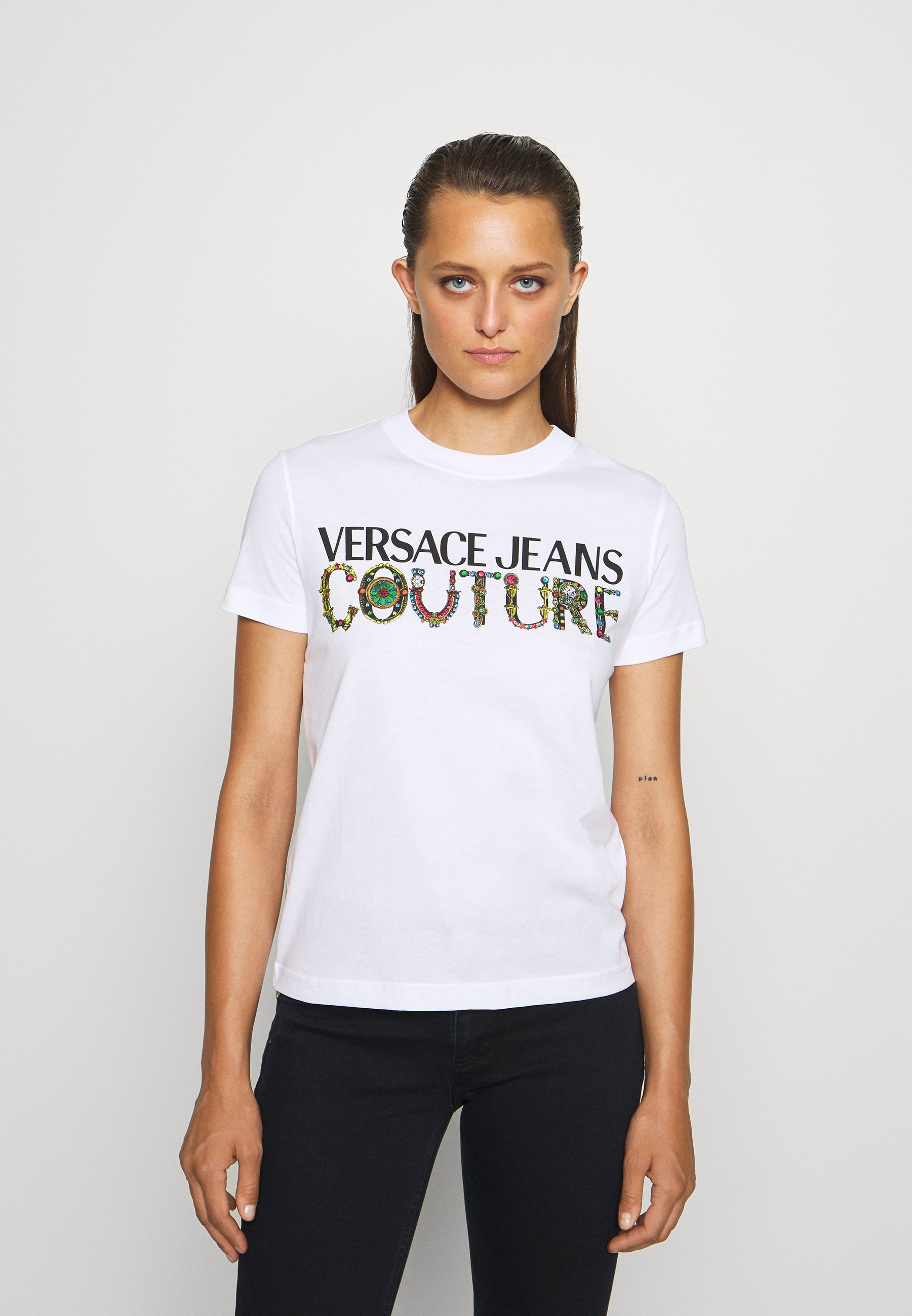 T shirt e top Donna Versace Jeans Couture T-shirt con stampa - white/bianco T shirt e top Donna Versace Jeans Couture T-shirt con stampa - white/bianco