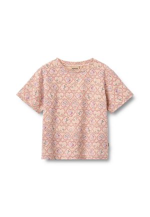 Wheat, T-SHIRT S/S ELLA - Print T-shirt - magenta heart flowers