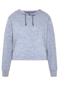 Grau geschnittenes Hoodie aus strukturiertem Stoff mit langen Ärmeln, einer Kordelzugkapuze und einer lockeren Passform.