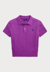CABLE KNIT COTTON CROPPED POLO SHIRT - Polo majica - fig purple