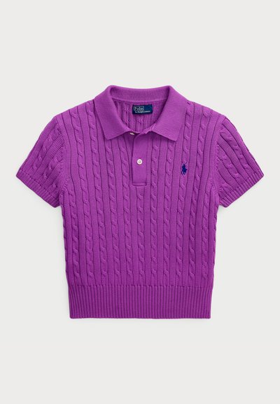 Polo Ralph Lauren CABLE KNIT COTTON CROPPED POLO SHIRT - Polo majica - fig purple