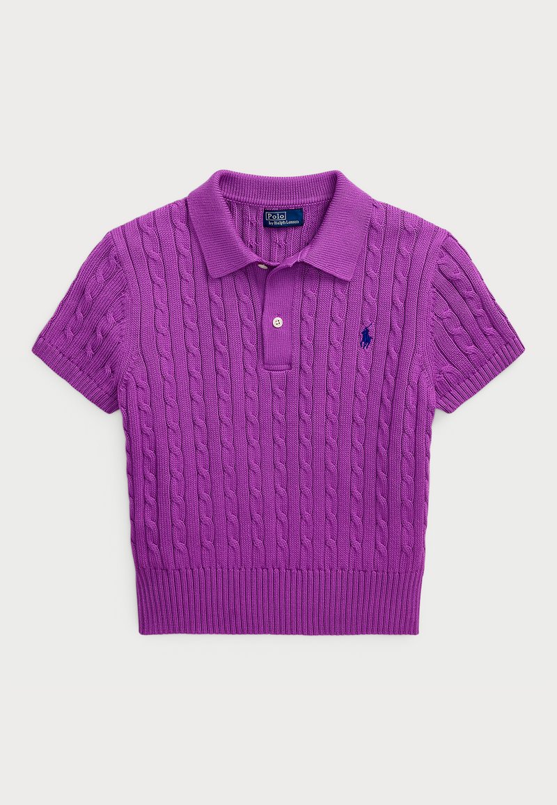 Polo Ralph Lauren CABLE-KNIT COTTON CROPPED POLO SHIRT - Polo - fig purple
