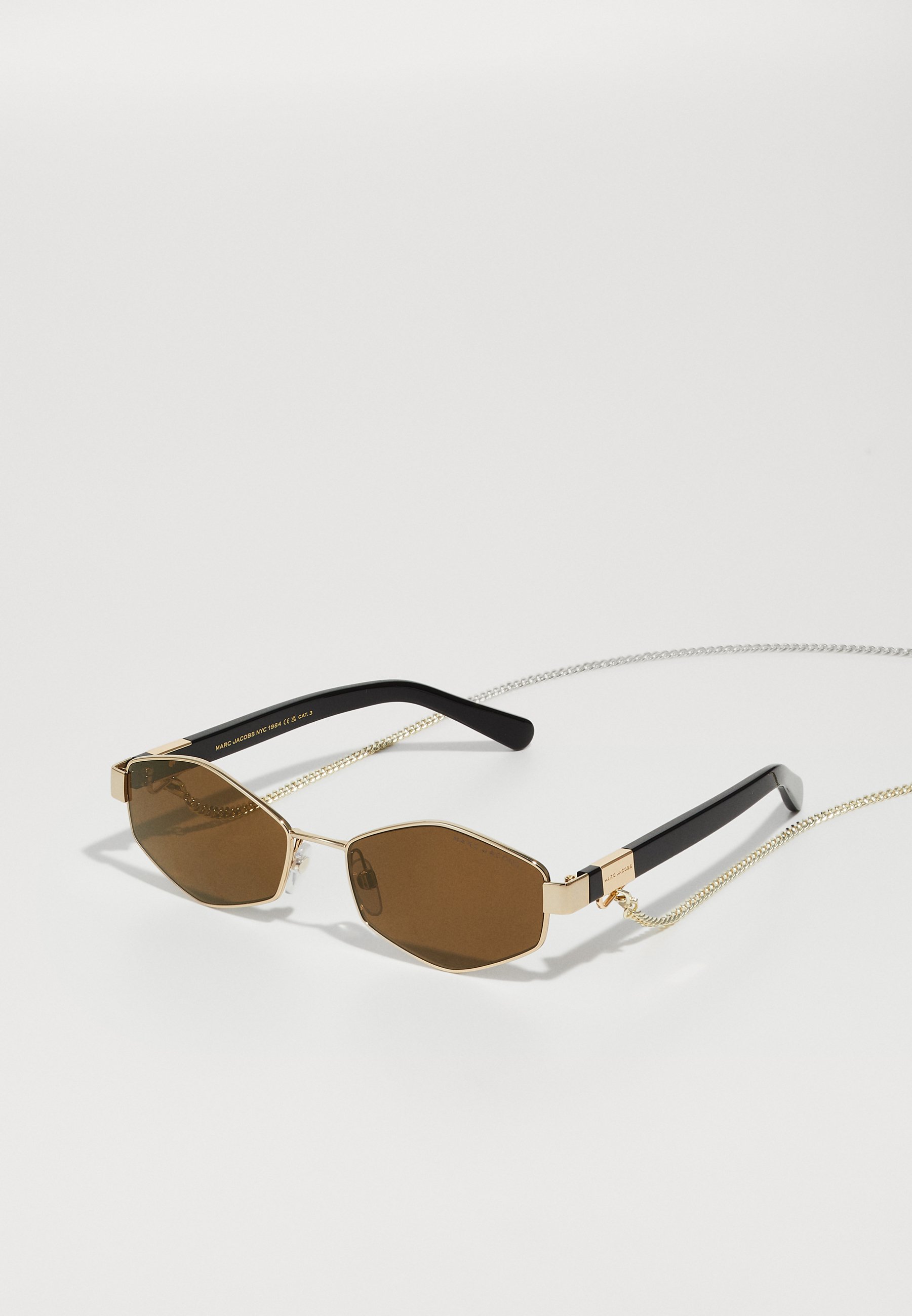 Marc Jacobs Gold Metal Hexagonal Sunglasses with Smoke Lenses