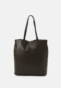 Sac fourre-tout vert foncé en matériau texturé et nervuré, avec deux longues poignées et une ouverture sur le dessus. Design simple, sans quincaillerie ou accents visibles.