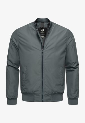 Hall gray bomber-jakk, millel on lukuga esiosa, ümar kaelus, küljetaskud ning soonikkoes mansetid ja äär. Valmistatud siledast, kergekaalulisest kangast.