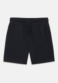 Pantalones cortos deportivos negros hechos de una tela texturada y transpirable. Presenta una cinturilla elástica con cordón y bolsillos laterales.