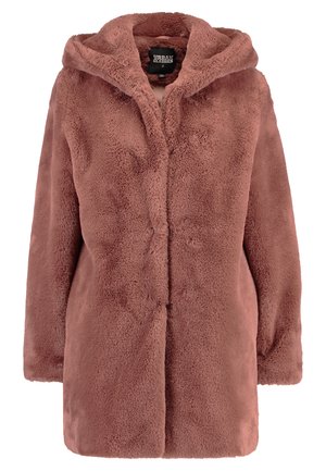Urban Classics LADIES HOODED TEDDY COAT - Cappotto invernale - darkrose