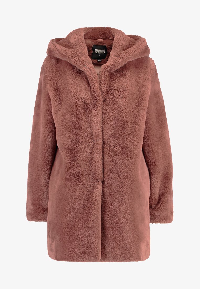 Urban Classics LADIES HOODED TEDDY COAT - Winter coat - darkrose/light pink