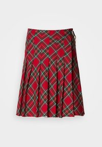 TARTAN PLEATED MIDI SKIRT - Jupe trapèze - ornamental red