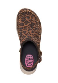 HEYDUDE DELRAY CLOG SUEDE - CLOGS - Sandales compensées - brown leapord brown