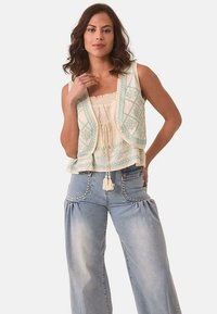 CORTO HASTA LA CADERA LISO CON ESTAMPADO BORDADO - Blusa - blanco