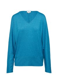LANGARM MIT V AUSSCHNITT - Longsleeve - azurblau
