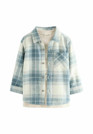 Kariertes Hemdjacke in Hellblau und Weiß, aus weichem Material gefertigt. Verfügt über eine durchgehende Knopfleiste, lange Ärmel und eine Brusttasche.