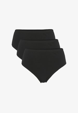 Sorte bomulds højtaljede trusser, tre-pak, med en blød taljeelastik og glat overflade, designet til komfort og en sikker pasform.