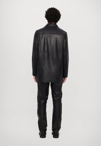 STUDIO ID PAUL DOUBLE BREASTED JACKET DISTRESSED - Manteau court - nappa black