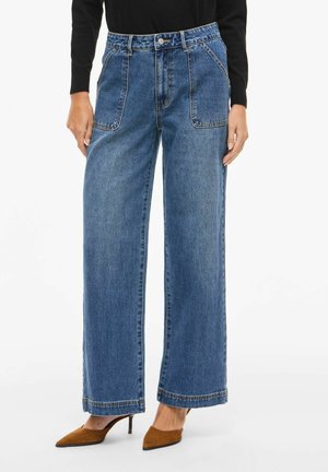 BINJA HIGH WAIST - Jeans straight leg - dark medium blue denim