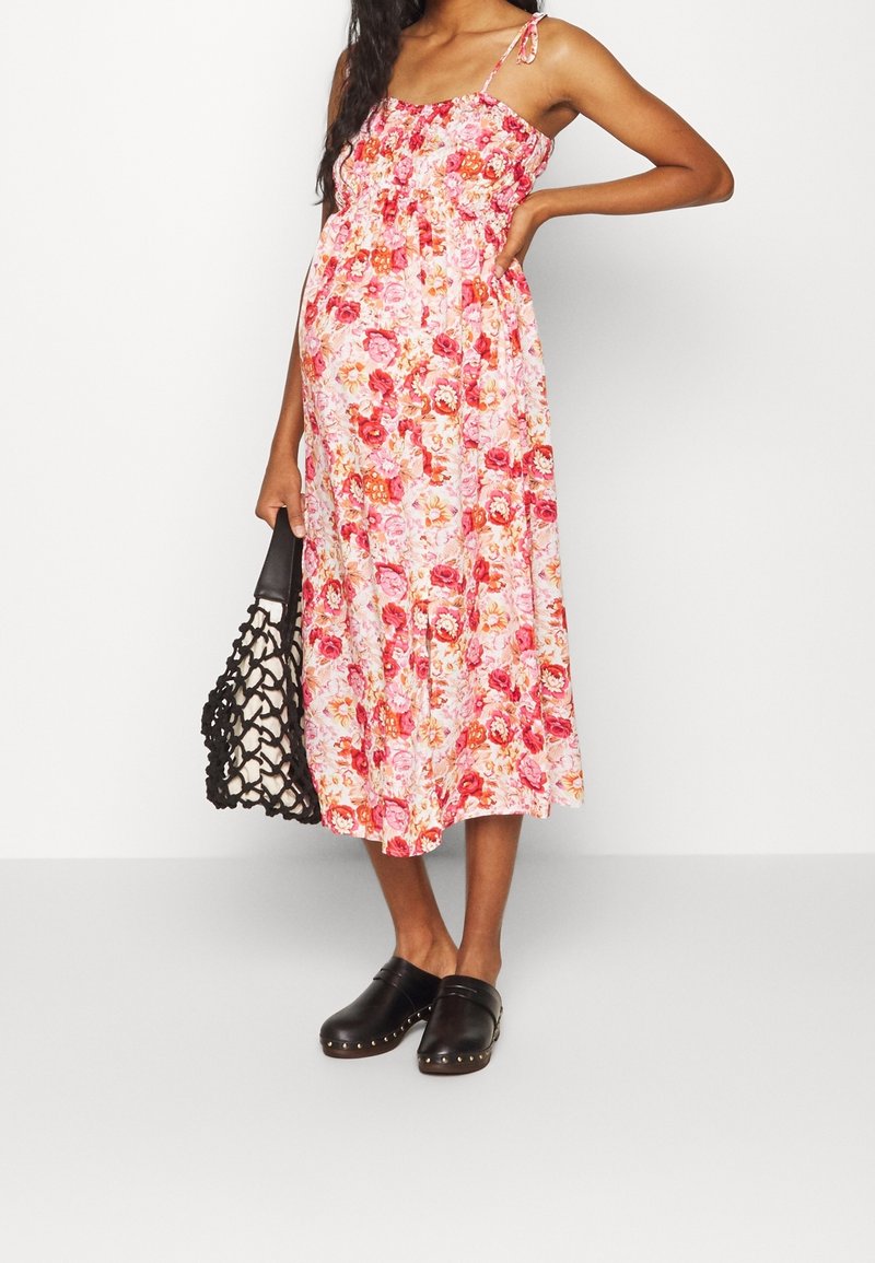 tie wrap midi dress Long Sleeve Wrap Midi Dress in Tie-Dye Print - Pink
