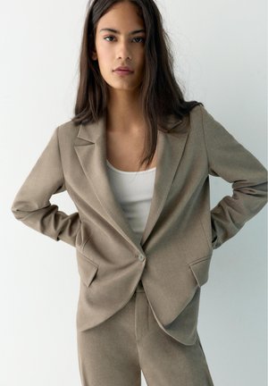 PULL&BEAR BASIC - BLAZER - Blazer - dark brown