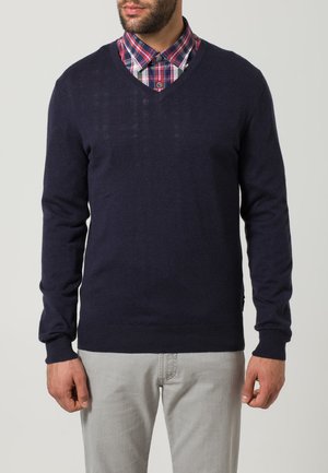 V NECK  - Strickpullover - blau