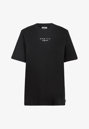 T-shirt en coton noir à manches courtes, col rond, avec un logo texte "O'Neill Californian" blanc sur la poitrine. Design simple, coupe décontractée.