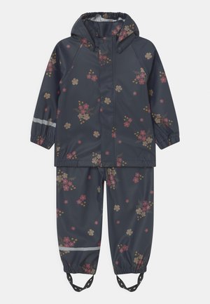 NMFDRY RAIN FLOWER SUSPENDERS SET - Waterproof jacket - dark sapphire