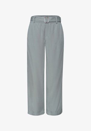 Street One, WIDE LEG HOSE MIT GÜRTEL UND LEO-PRINT - Pantalon classique - dark mint green