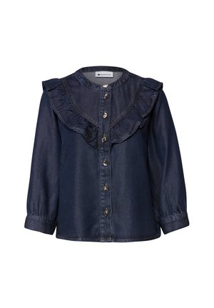 Street One, LANGARM DENIM BLUSE MIT RÜSCHEN - Skjortebluser - dark blue soft washed