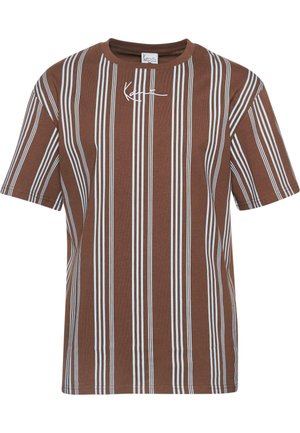 Karl Kani SMALL SIGNATURE STRIPED  - T-shirts print - brown light blue