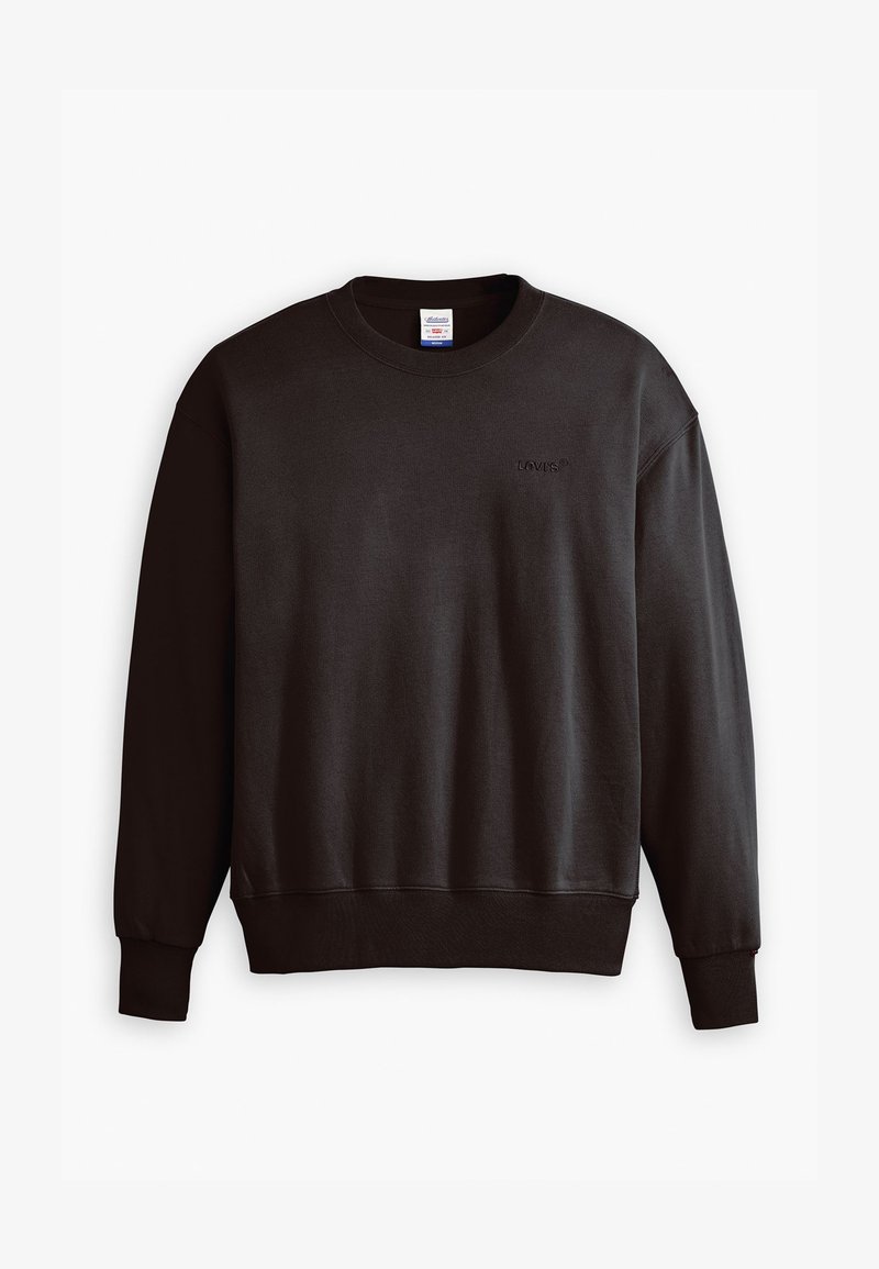 Schwarzer Rundhalsausschnitt-Sweatshirt aus weichem Stoff. Mit langen Ärmeln und ribbeligem Saum. Dezente Logo-Stickerei auf der Brust.