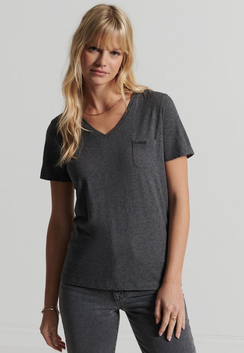 Superdry STUDIOS POCKET V NECK Print Tshirt dark grey Zalando.co.uk