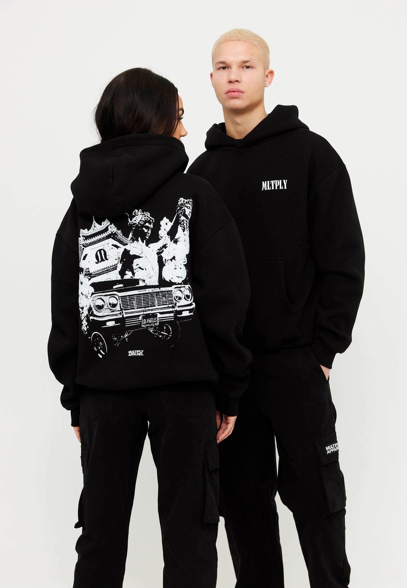 Multiply Apparel OVERSIZE TEMPEL Hoodie black strike washed