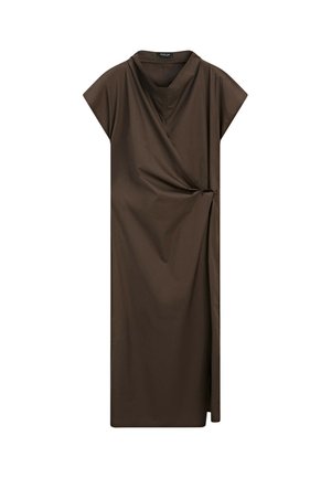 Massimo Dutti, 100% COTTON POPLIN DRAPED DRESS - Freizeitkleid - dark brown