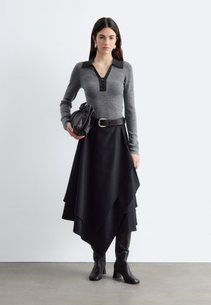 & OTHER STORIES, & OTHER STORIES BUTTON-DETAIL WOOL TOP - Polo - grey