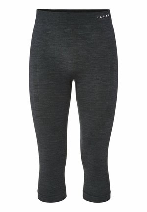 Leggings in Dunkelgrau, aus strukturierter Stoff gefertigt, mit einer Länge bis zur Mitte der Wade und einem breiten elastischen Bund mit einem Logo-Detail.