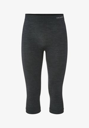 Tights i mörkgrått, tillverkade i strukturerad tyg, med medellång längd vid vaden och en bred elastisk midjeband med en logotypdetalj.