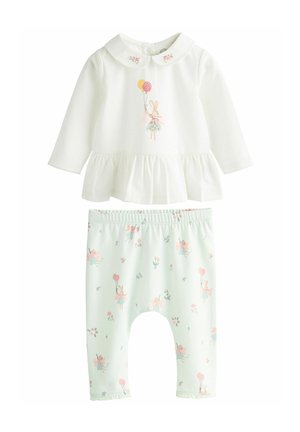 Next SET - REGULAR FIT - Leggings - Byxor - ecru teal green bunny