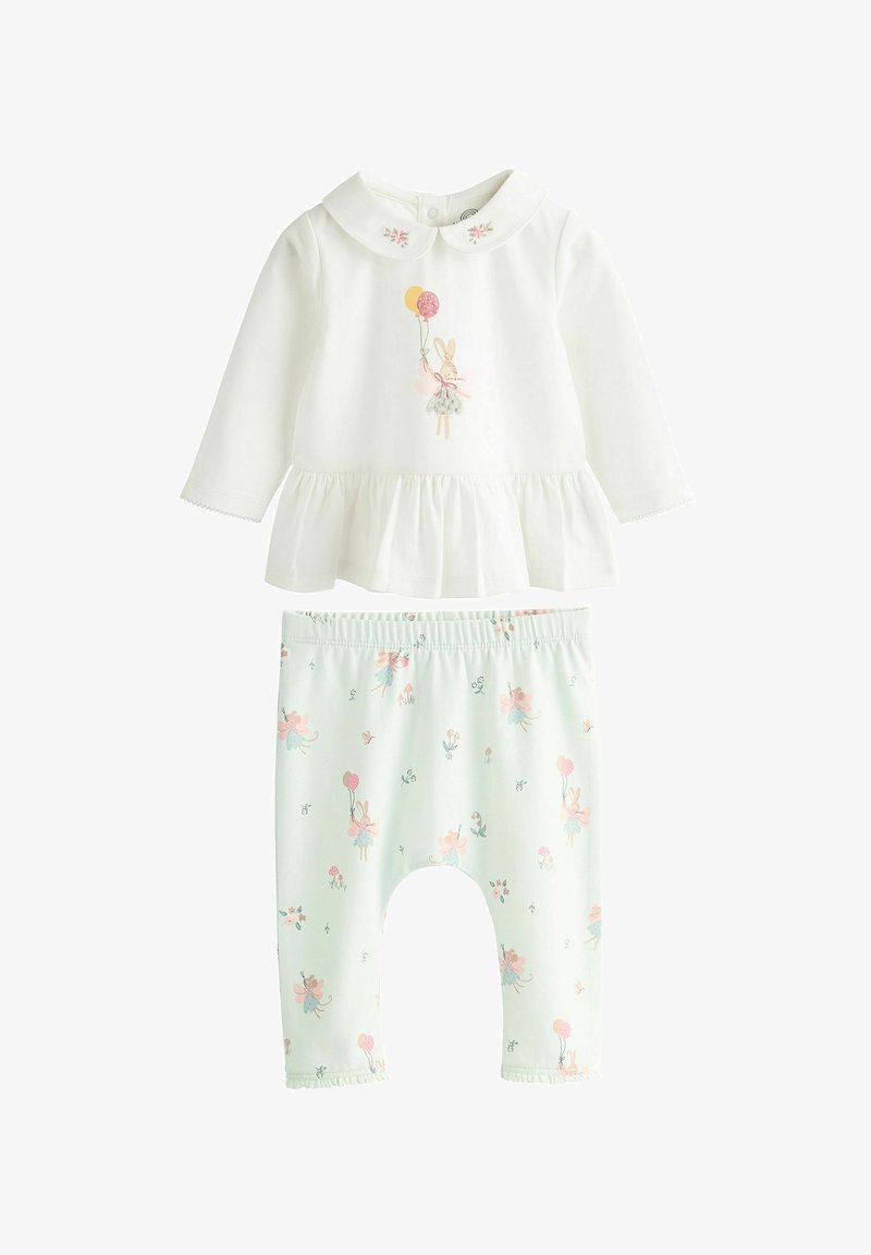 Next SET - REGULAR FIT - Legíny - kalhoty - ecru teal green bunny