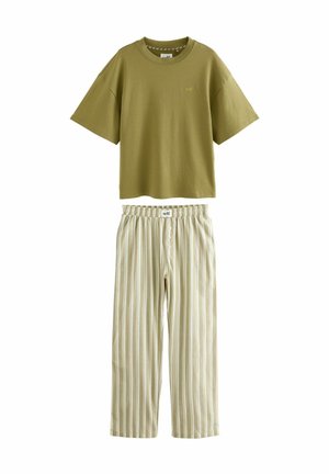 SET - Nachtwäsche Set - olive/green stripe