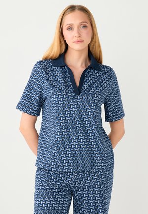 SHORT SLEEVE GEOMETRIC PATTERN - Poloshirt - navy blue
