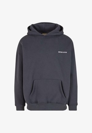 Bavlněná mikina v tmavě šedé barvě s klokankou, žebrovanými manžetami a lemem. Na hrudi se nachází logo "ANOTHER COTTON" v bílé barvě.