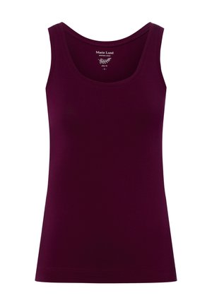 Ärmelloses, slim-fit Tanktop aus dunkelvioletter Baumwolle mit rundem Ausschnitt und Markenlabel auf der Innenseite des hinteren Kragens.