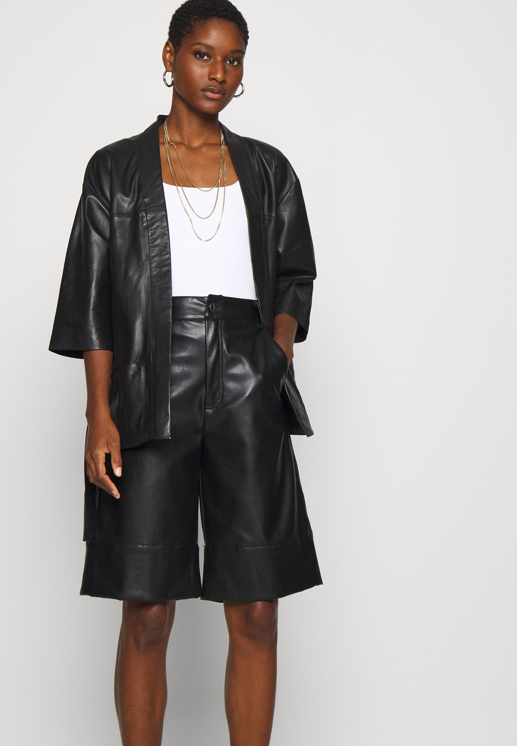 kimono leather jacket