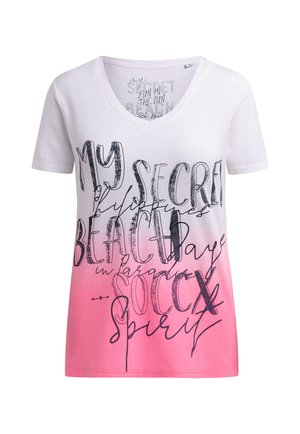 Soccx, SOCCX T-SHIRT DIP DYE MIT V-AUSSCHNITT UND LABEL PRINT - T-Shirt print - neon pink