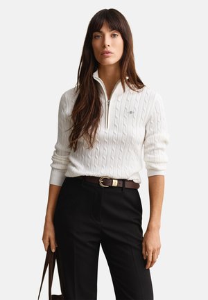 GANT STRETCH CABLE HALF-ZIP - Trui - eggshell