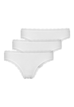 Dreiteiliges Unterwäsche-Set mit weißen Spitzenrändern. Weicher, dehnbarem Stoff mit einem zarten gewellten Saum und einem leichten Design.