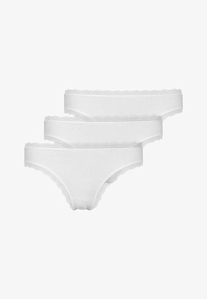 Witte ondergoedset met kant, drie paar. Zachte, rekbare stof met een delicate golfrand en een lichtgewicht ontwerp.