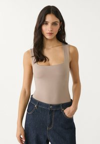 SQUARE NECKLINE - Top - mottled light brown
