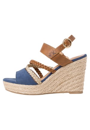 High Heel Sandalette - blue/cognac